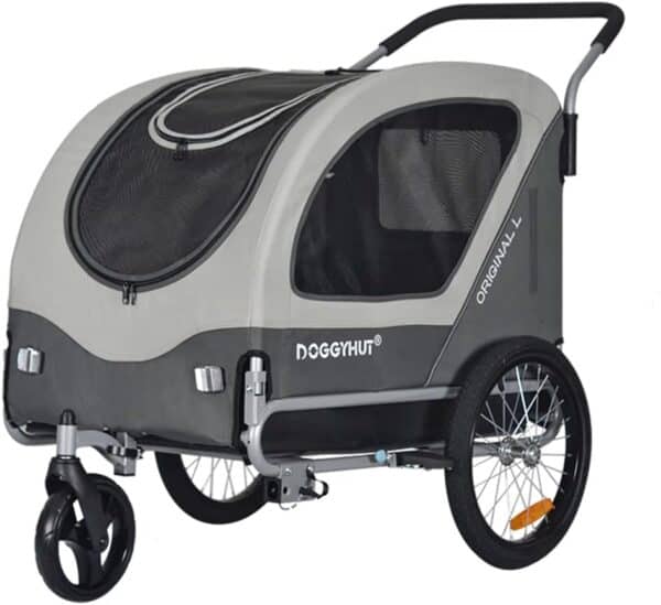 Doggyhut 2‑in‑1 Fahrradanhänger & Hundebuggy, bis 35 kg, Feststellbremse, Tiggo 80405