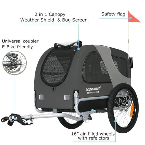 DOGGYHUT® 2-in-1 Hundebuggy & Jogger – bis 23 kg, faltbar, Fahrrad‑ und Laufanhänger