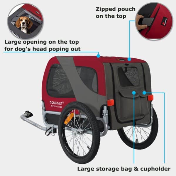 DOGGYHUT® Fahrradhundeanhänger Medium – bis 23 kg, klappbar, Premium