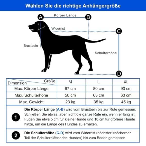 DOGGYHUT® Fahrradhundeanhänger Medium – bis 23 kg, klappbar, Premium