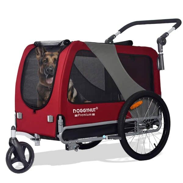 DOGGYHUT® Hundefahrradanhänger 2‑in‑1 Jogger, 23‑45 kg, witterungsbeständig