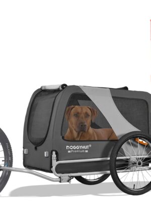 DOGGYHUT® Hundefahrradanhänger XL – 45 kg, für große Hunde, Sicherheitsrahmen