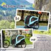 PawHut 2-in-1 Hunde‑Fahrradanhänger, 30 kg, Reflektoren, Oxford‑Gewebe, Blau