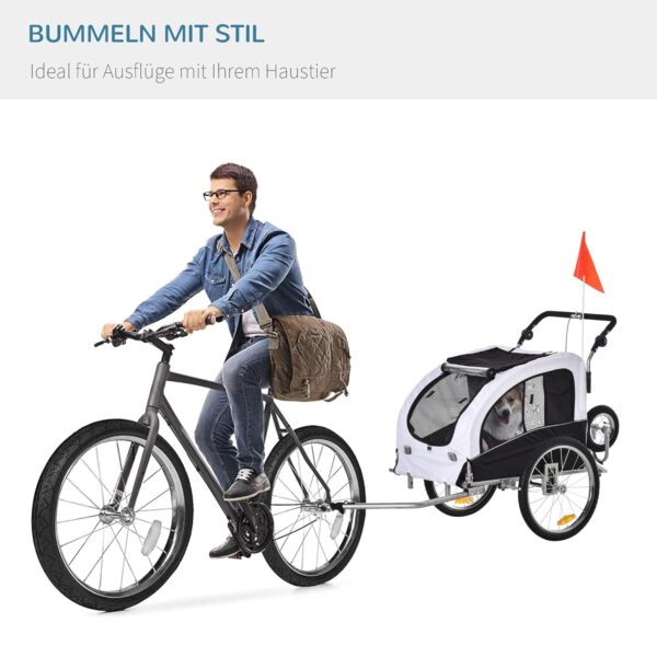 PawHut 2‑in‑1 Hunde‑Fahrradanhänger – Reflektierendes Oxford‑Gewebe, faltbar