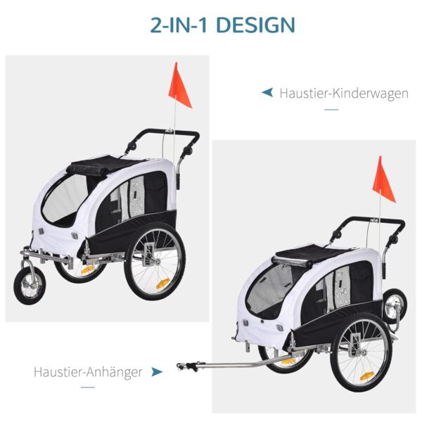 PawHut 2‑in‑1 Hunde‑Fahrradanhänger – Reflektierendes Oxford‑Gewebe, faltbar