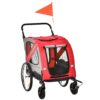 PawHut 2‑in‑1 Hundeanhänger/Buggy 20 kg Reflektoren Oxford‑Gewebe Rot