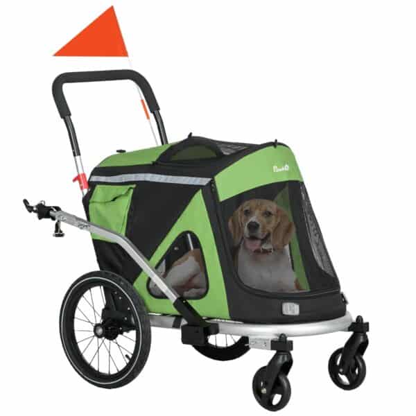 PawHut Fahrrad‑ & Joggeranhänger 2‑in‑1, bis 20 kg, mit Reflektoren & Stoßdämpfer
