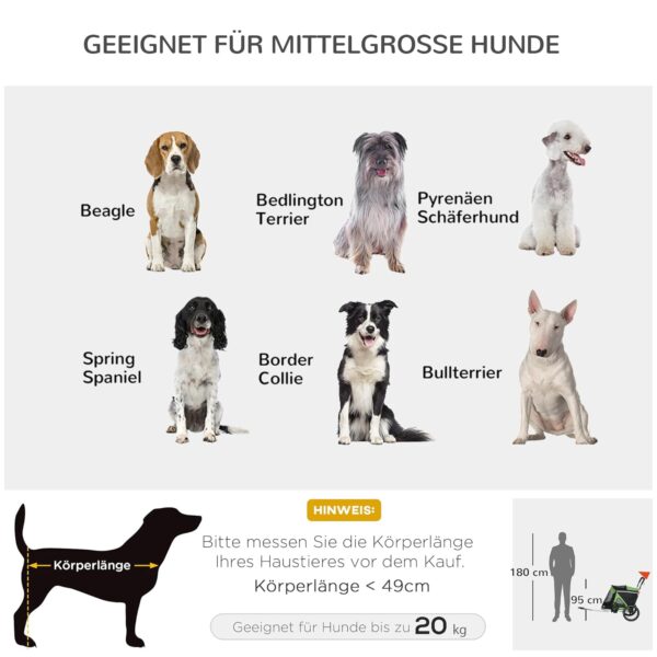 PawHut Fahrrad‑ & Joggeranhänger 2‑in‑1, bis 20 kg, mit Reflektoren & Stoßdämpfer