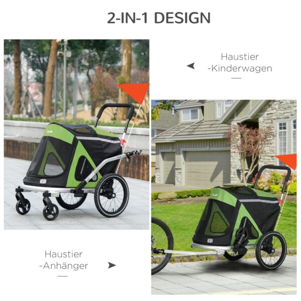 PawHut Fahrrad‑ & Joggeranhänger 2‑in‑1, bis 20 kg, mit Reflektoren & Stoßdämpfer