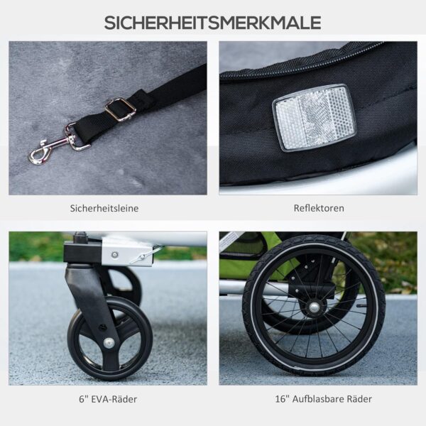 PawHut Fahrrad‑ & Joggeranhänger 2‑in‑1, bis 20 kg, mit Reflektoren & Stoßdämpfer