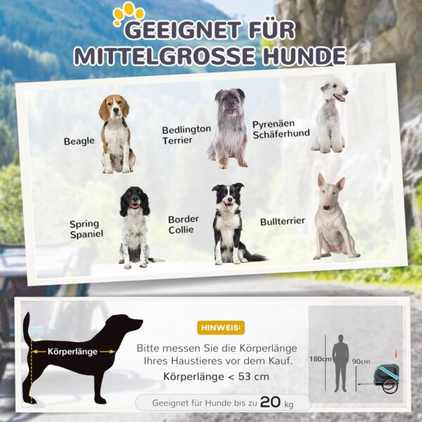 PawHut Hundehänger – atmungsaktiver Oxford‑Stoff, 130 cm, Fahrrad, für kleine & mittelgroße Hunde