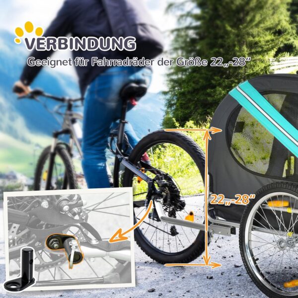 PawHut Hundehänger – atmungsaktiver Oxford‑Stoff, 130 cm, Fahrrad, für kleine & mittelgroße Hunde