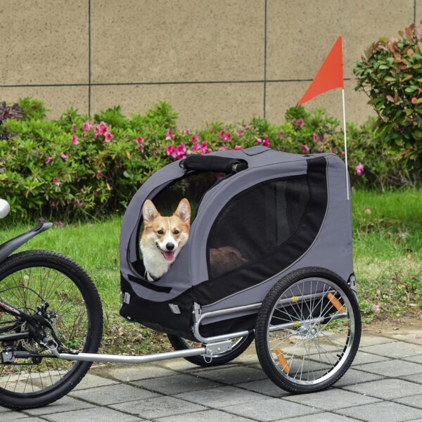 PawHut Hundetransporter Fahrradanhänger – faltbar, belüftet, 130 × 73 × 90 cm