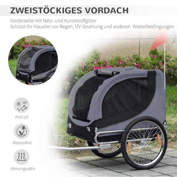PawHut Hundetransporter Fahrradanhänger – faltbar, belüftet, 130 × 73 × 90 cm