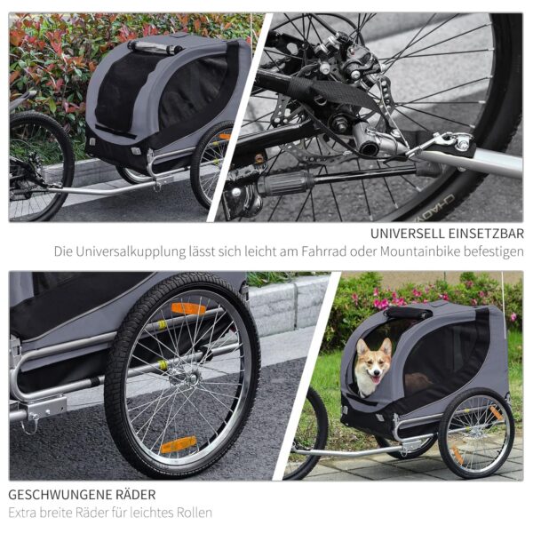 PawHut Hundetransporter Fahrradanhänger – faltbar, belüftet, 130 × 73 × 90 cm