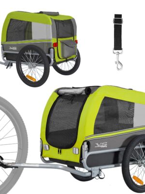 Tiggo Hundeanhänger M – Fahrradanhänger, atmungsaktives Netz, Stahlrahmen
