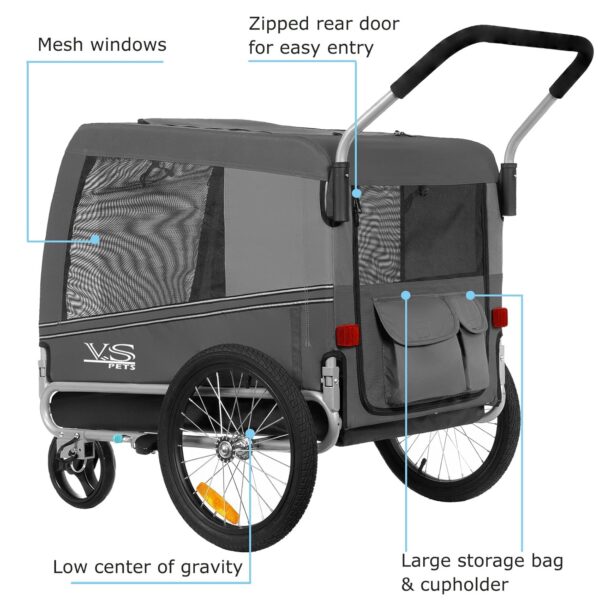 Tiggo VS Pets 2‑in‑1 Hunde‑Jogger & Fahrradanhänger, klappbar, 270 L, bis 35 kg
