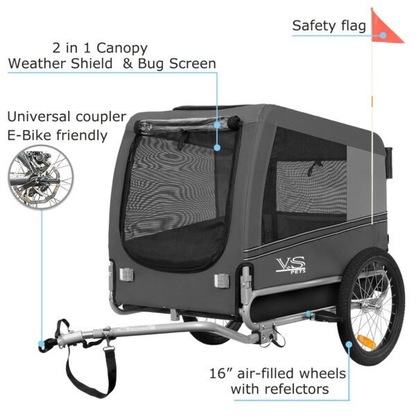 Tiggo VS Pets 2‑in‑1 Hunde‑Jogger & Fahrradanhänger, klappbar, 270 L, bis 35 kg